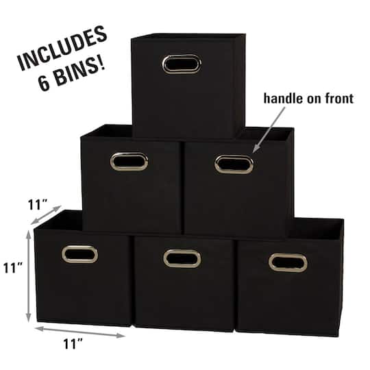 Fabric Storage Bin (Set of 6, Black)